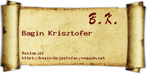 Bagin Krisztofer névjegykártya
